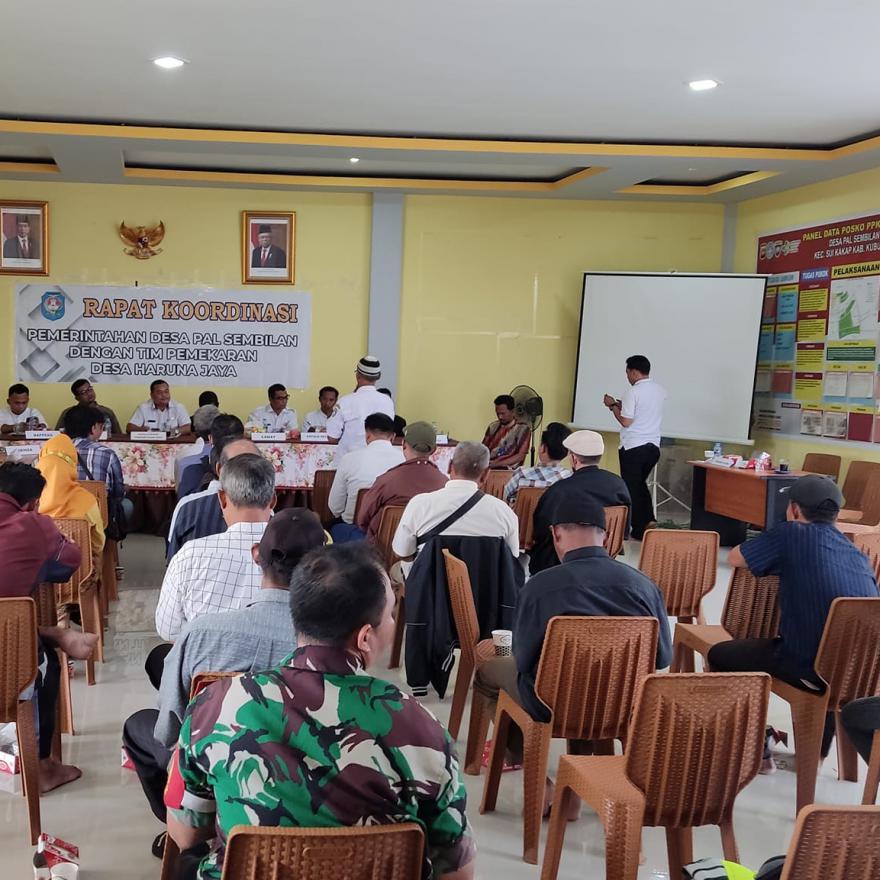 Rapat Koordinasi Pemerintah Desa Pal Sembilan Dengan Tim Pemekaran Desa Haruna Jaya 